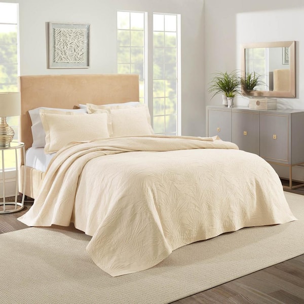 Unbranded Ella Cotton King Ivory Coverlet Set