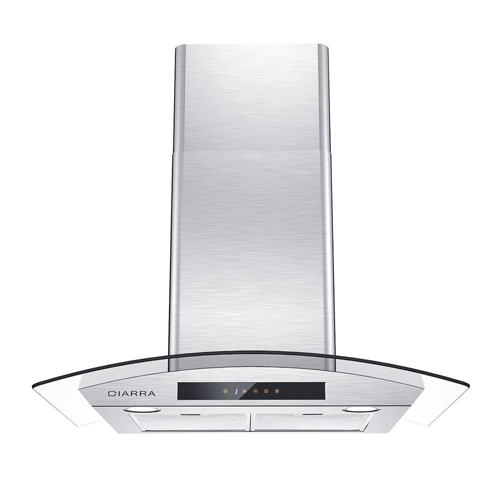 Ciarra 29.5 450 CFM Convertible Wall Mount Range Hood Silver with Stainless Steel CAS75308