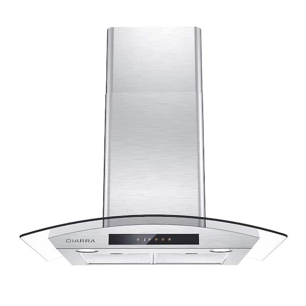 CIARRA 30 in. 450 CFM Convertible Wall Mount Range Hood in Stainless Steel with Touch Controls and LED Lights