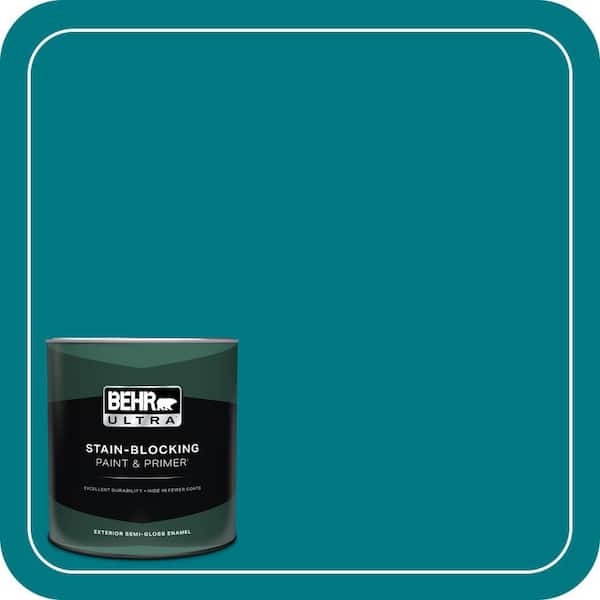 BEHR ULTRA 1 qt. #P470-7 The Real Teal Semi-Gloss Enamel Exterior Paint & Primer