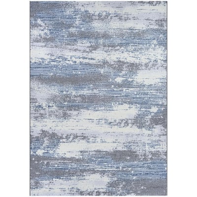 Couristan Serenity Virga Light Grey-Opal 5 ft. x 8 ft. Area Rug ...