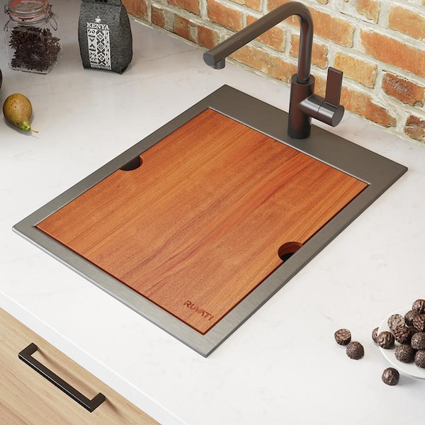 Giana 15 in. Drop-in Topmount Single Bowl 16-Gauge Stainless Steel Workstation Bar Prep Kitchen Sink in Gunmetal Black