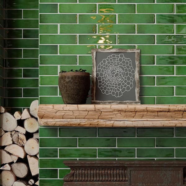 Merola Tile Viva Antic Verde 3 in. x 12 in. Ceramic Wall Tile
