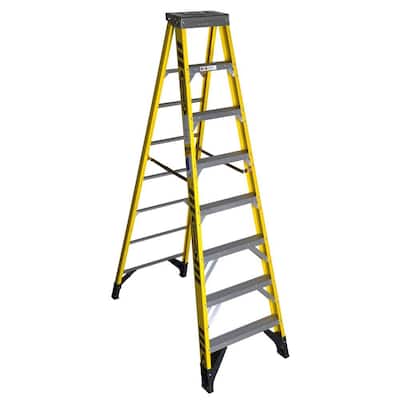 8 ft. Yellow Fiberglass Step Ladder (12 ft. Reach Height) with 375 lbs. Load Capacity Type IAA Duty Rating