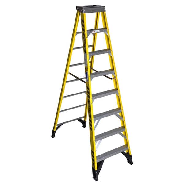 Werner 8 ft. Yellow Fiberglass Step Ladder (12 ft. Reach Height) with 375 lbs. Load Capacity Type IAA Duty Rating