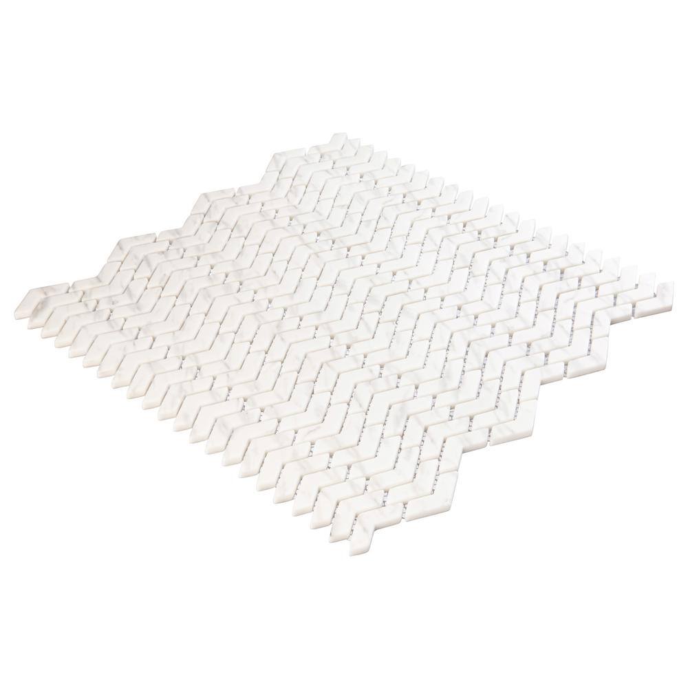 Vanil Matte Glass Chevron Mosaic Tile Sample