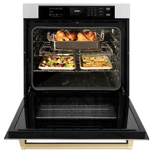 Autograph Edition 30 in. Electric Wall Oven w/ Convection in Fingerprint Resistant Stainless Steel and Champagne Bronze