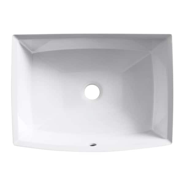 KOHLER Archer 19-7/8 in. Rectangle Undermount Bathroom Sink in White with Overflow Drain