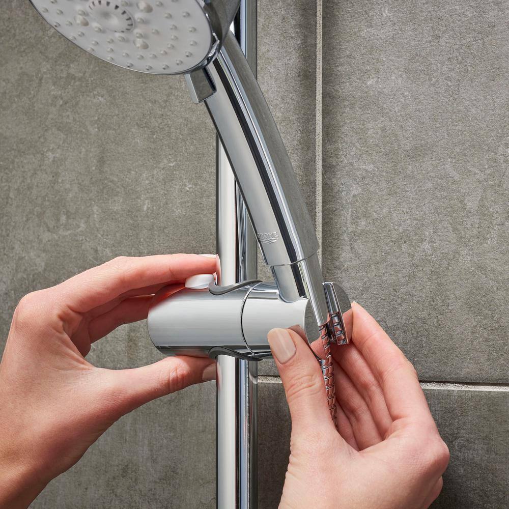Chrome Dual Shower Head with Handheld and Adjustable Rail
