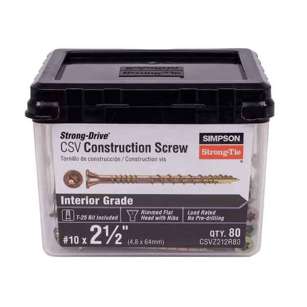 Simpson Strong-Tie #10 x 2-1/2-in T25, Flat Head, Strong-Drive CSV Construction Screw - Yellow Zinc (80-Pack)