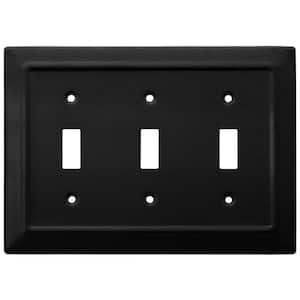 Architectural 3-Gang 3-Toggle Wall Plate (Matte Black)