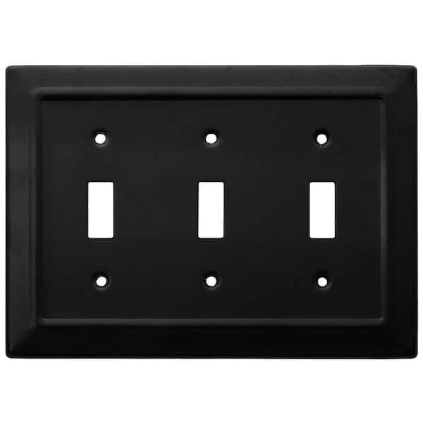 Monarch Abode Architectural 3-Gang 3-Toggle Wall Plate (Matte Black)