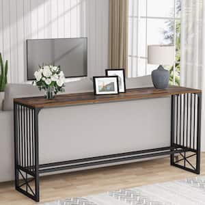 70.9 in. Brown Standard Rectangle Particle Board Industrial Console Table Sofa Pub Table Behind Couch