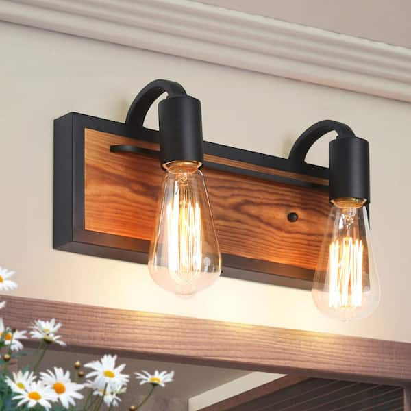 rustic wood vanity lights