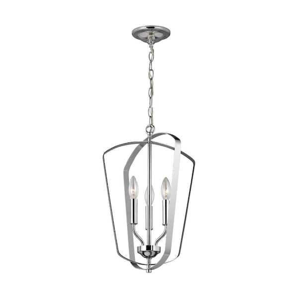 JONATHAN Y Pagoda 16 in. 4-Bulb Chrome Lantern Metal LED