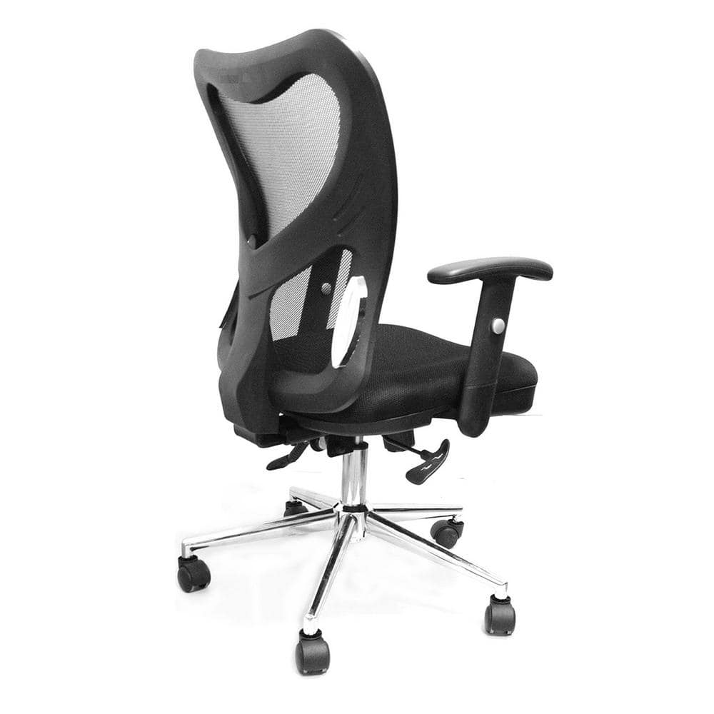 Sleek Contemporary High-Back Black Mesh Office Chair with Chrome Base
