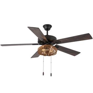 52 in. Indoor Oil Rubbed Bronze Char Bohemian Style Ceiling Fan with Light Kit