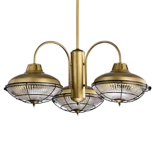 Minny 52 in. 3-Light Indoor Antique Brass Finish Chandelier with Light Kit