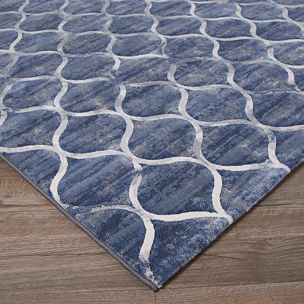 Dusk Blue Modern European 31'' x 94'' Synthetic Runner Rug