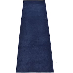 Solid Euro Royal Navy Blue 31 in. x 7 ft. Your Choice Length Stair Runner
