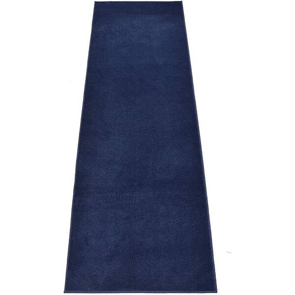 RugStylesOnline Solid Euro Royal Navy Blue 31 in. x 8 ft. Your Choice Length Stair Runner