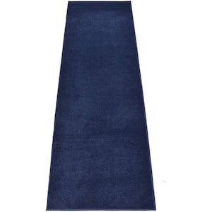 Solid Euro Royal Navy Blue 31 in. x 13 ft. Your Choice Length Stair Runner