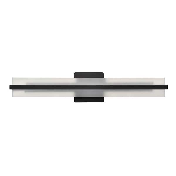 Troy 24 in. 1-Light Matte Black LED Vanity Light with Acrylic Shade