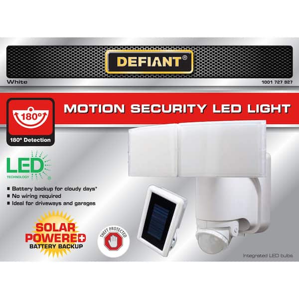 Defiant 600 Lumen 180-Degree White Solar Powered Motion LED 
