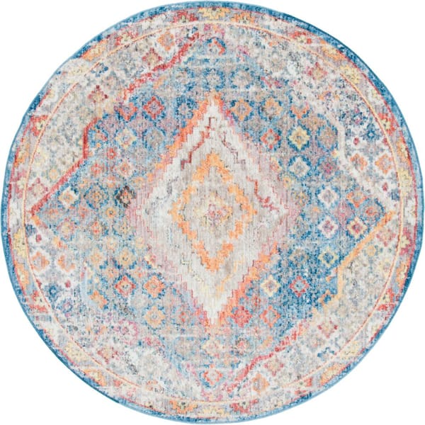 Brighton Dumbo Blue 6 ft. x 6 ft. Round Rug