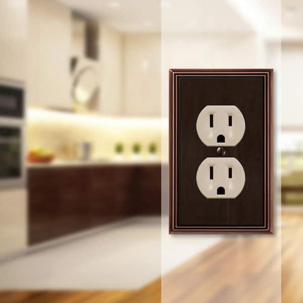 Rhodes 1 Gang Duplex Metal Wall Plate - Aged Bronze