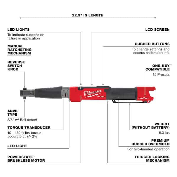 M12 FUEL One-Key 12-Volt Lithium-Ion Brushless Cordless 3/8 in. Digital Torque Wrench with 4.0 Ah Battery