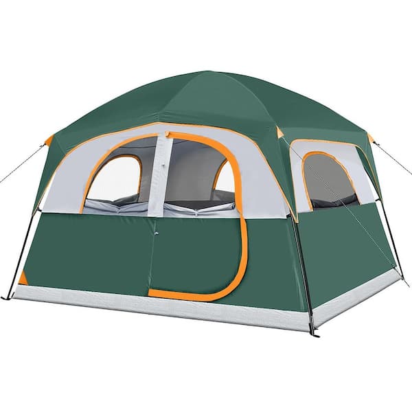 Camping Tent 10 ft. x 9 ft. Dark Green 6 Person Waterproof Windproof Double Layer Family Camping
