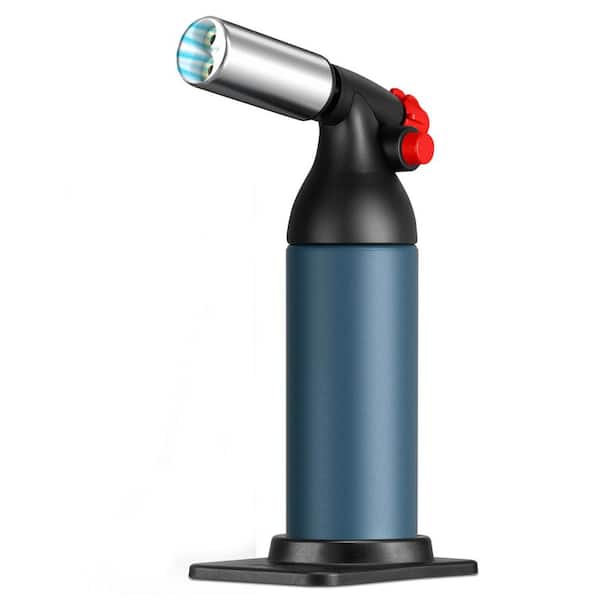 Metal Nylon Blue Dual Flame Kitchen Torch with Adjustable Windproof Flame and 20g Refillable Tank for Cooking BBQ