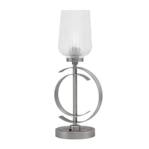Savanna 18.5 in. Graphite Accent Table Lamp with Clear Textured Glass Shade
