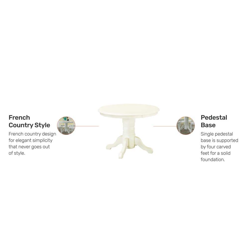 Warwick Off-White Round Wood Dining Table, 42"