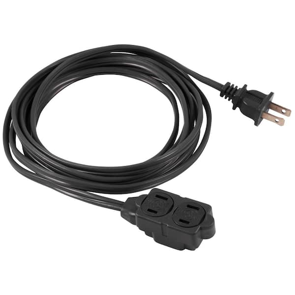 GE 15 ft. 2-Wire 16-Gauge 3-Outlet Black Polarized Indoor Extension Cord