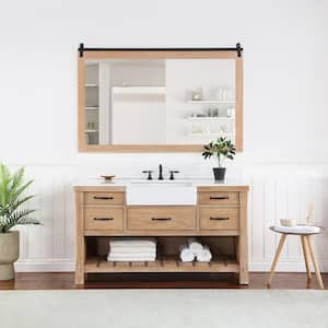 Villareal 60 in. W x 22 in. D x 33.9 in . H Single Bath Vanity in Weathered Pine with White Composite Stone Top