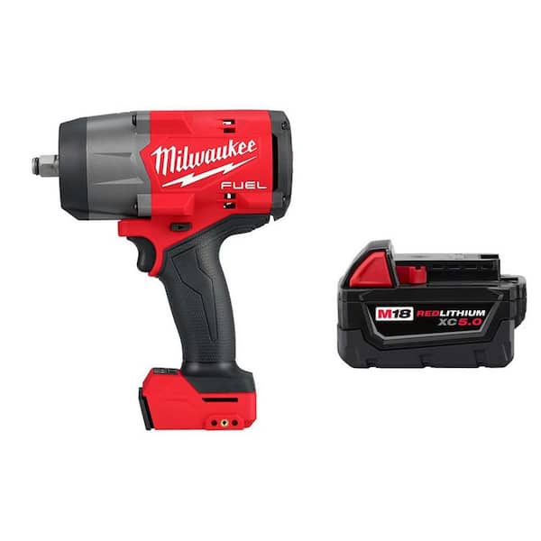 Milwaukee M18 FUEL 18V Lithium-Ion Brushless Cordless 1/2 in. Impact Wrench  with Friction Ring w/XC 5.0 Ah Battery 2967-20-48-11-1850 The Home Depot