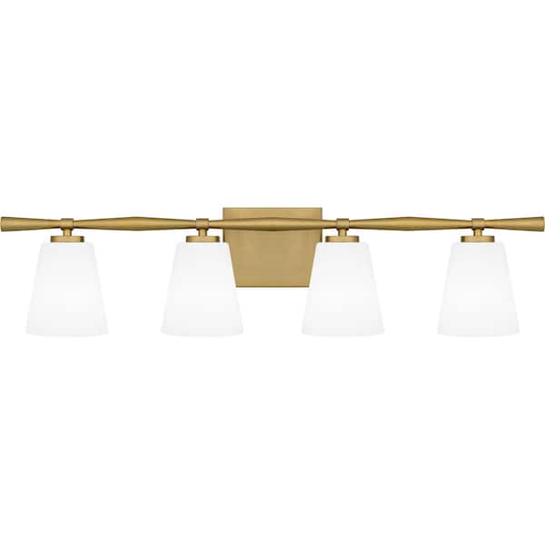 Brindley 31.25 in. 4-Light Aged Brass Vanity Light