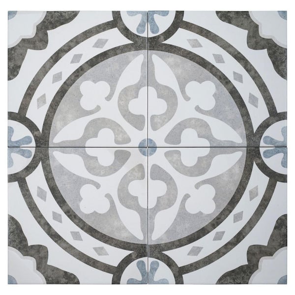 Luv Amore Grey 8 in. Encaustic Spanish/Moroccan Patterned Matte Porcelain Wall and Floor Tile (8.17 sq. ft./Case)