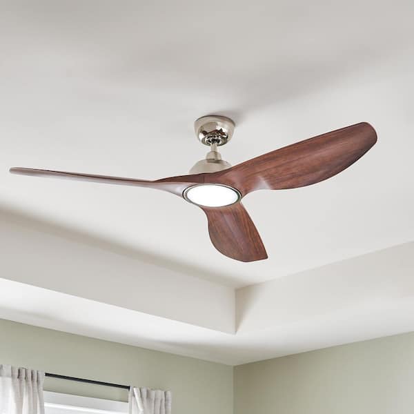 Imari 65 in. Indoor Polished Nickel Downrod Mount Ceiling Fan with Integrated LED with Wall Control Included