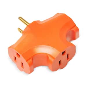 15 Amp 3-Outlet Heavy-Duty Grounded Wall Tap AC/DC Adapter, Orange