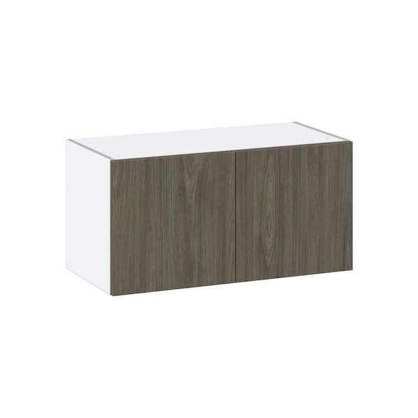 J COLLECTION 30 in. W x 14 in. D x 15 in. H Medora Textured Slab Walnut Assembled Wall Bridge Kitchen Cabinet