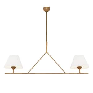 54.33 in. 2-Light Kitchen Island Linear Chandelier Classic Copper Pendant Light with fabric shades