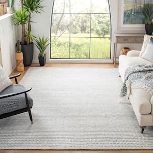 Marbella Light Gray/Ivory 8 ft. x 8 ft. Interlaced Striped Square Area Rug
