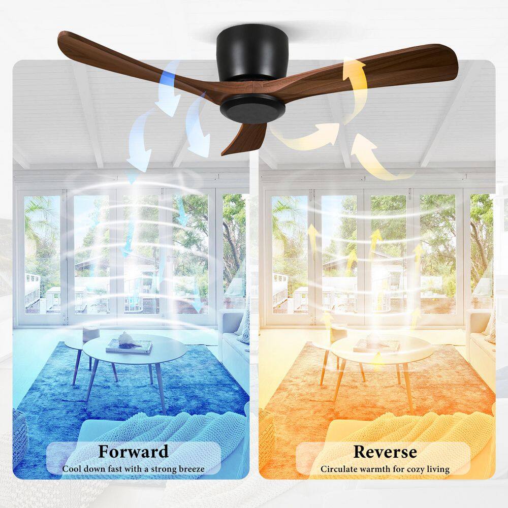 48 in. Black Steel Ceiling Fan with Brown ABS Blades and LED Light