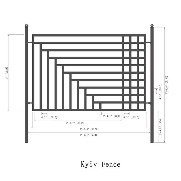ALEKO Kyiv Style 5 ft. x 8 ft. Black Iron Fence Panel
