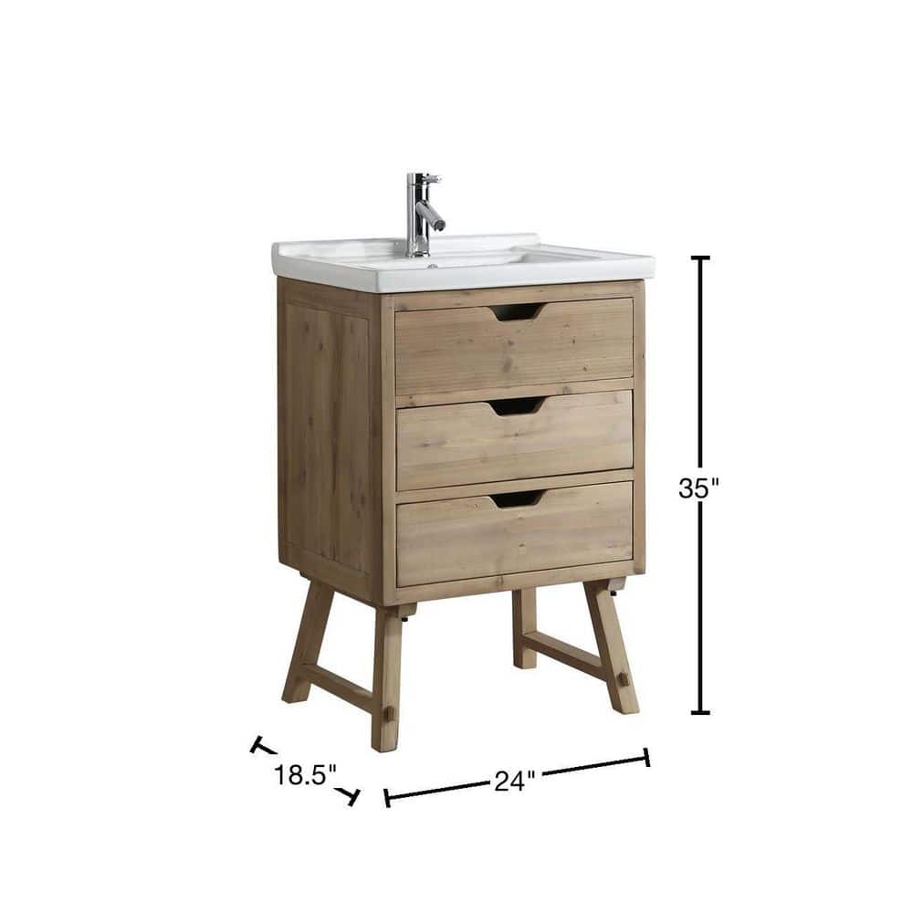 Fredric 24" Natural Reclaimed Wood Single Sink Vanity