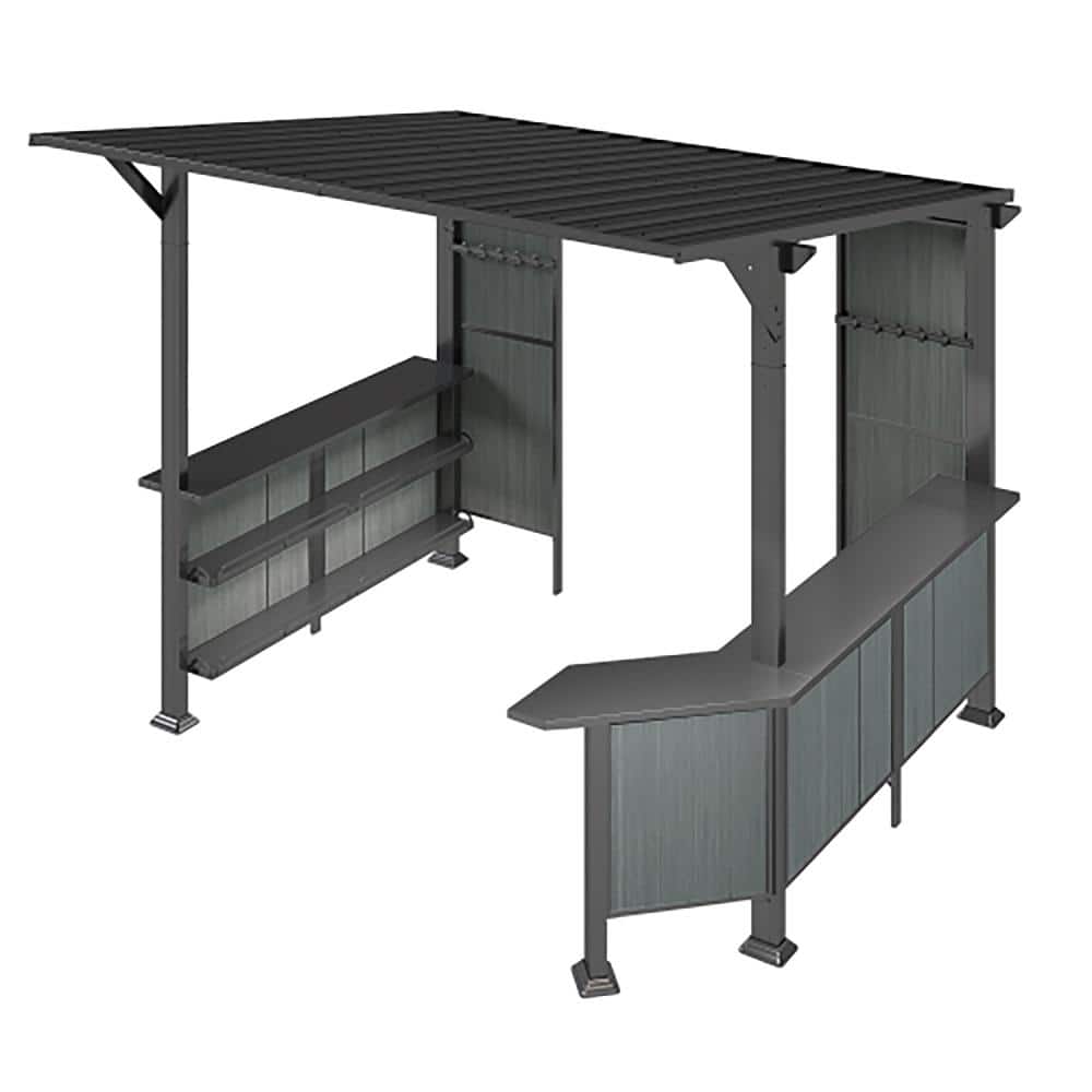 9 ft. x 10 ft. Gray Hardtop Grill Gazebo with Storage Shelves and Expansion Platform price history on PriceWatchPro