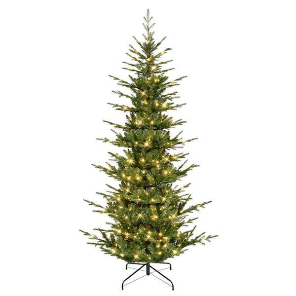 7.5 ft. Pre-Lit Slim Hillside Spruce Artificial Christmas Tree
